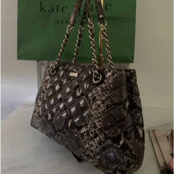 Kate Spade Snake Print Shoulder Bag - Black and Cream - Picture 2 of 7